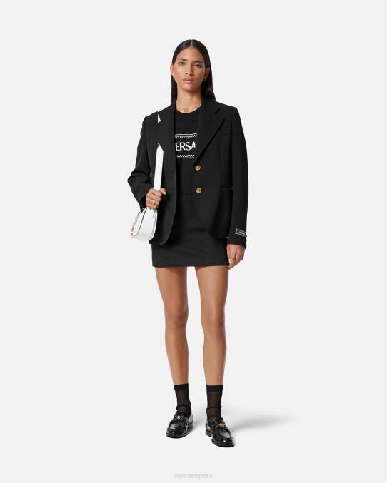 Versace ropa mujer camiseta con logo bordado 6BPV137 negro