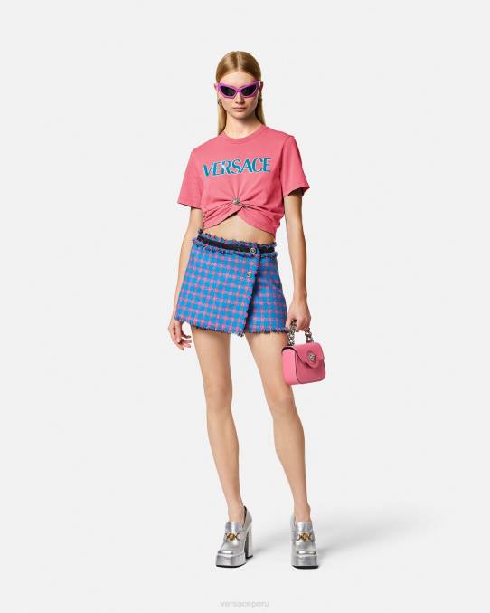 Versace ropa mujer camiseta con logo de imperdible 6BPV139 rosa