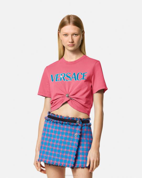 Versace ropa mujer camiseta con logo de imperdible 6BPV139 rosa