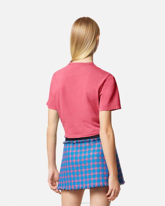 Versace ropa mujer camiseta con logo de imperdible 6BPV139 rosa