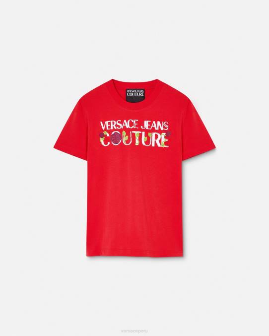 Versace ropa mujer camiseta con logo de rosas 6BPV2168 naranja