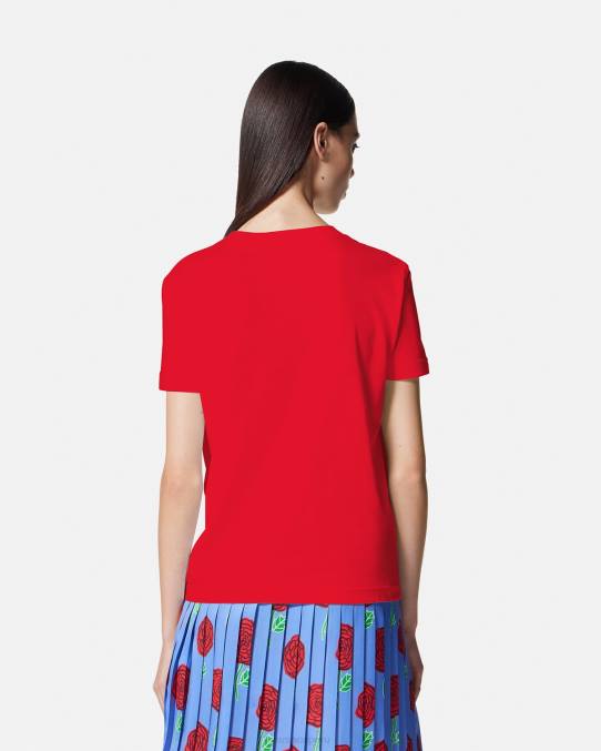 Versace ropa mujer camiseta con logo de rosas 6BPV2168 naranja