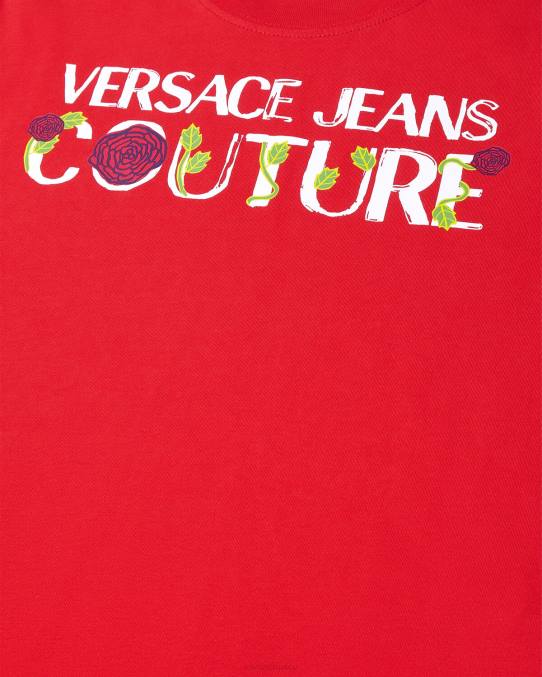 Versace ropa mujer camiseta con logo de rosas 6BPV2168 naranja