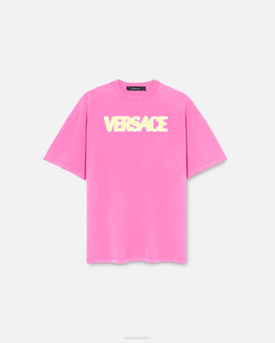 Versace ropa mujer camiseta con logo desgastado 6BPV152 rosa