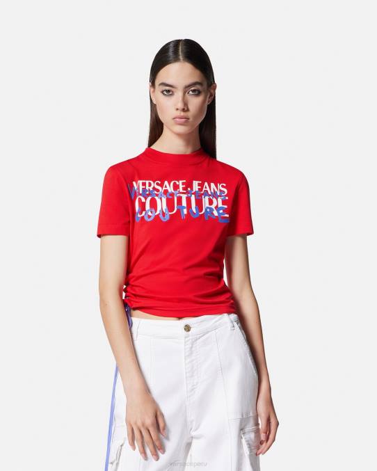 Versace ropa mujer camiseta con logo y cordones 6BPV2172 naranja