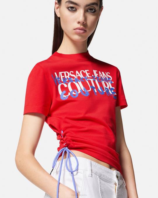 Versace ropa mujer camiseta con logo y cordones 6BPV2172 naranja