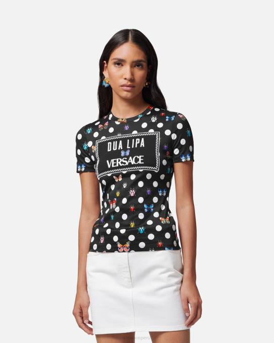 Versace ropa mujer camiseta con mariposas bordadas 6BPV130 imprimir