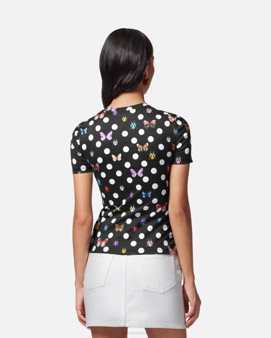 Versace ropa mujer camiseta con mariposas bordadas 6BPV130 imprimir