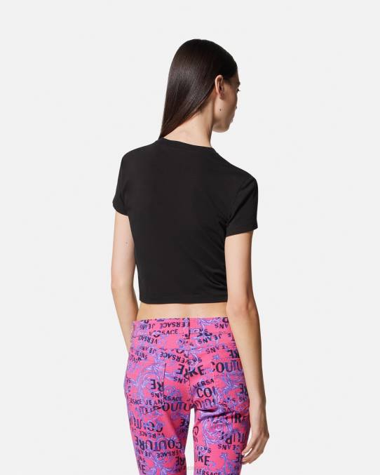 Versace ropa mujer camiseta corta con emblema en V 6BPV2230 negro