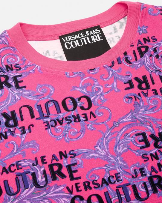 Versace ropa mujer camiseta de alta costura con logo 6BPV2221 fucsia