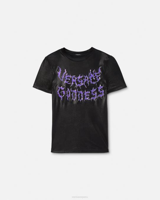 Versace ropa mujer camiseta de diosa 6BPV149 negro