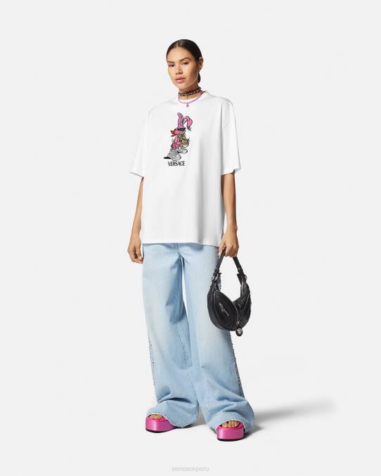 Versace ropa mujer camiseta del conejo del festival de primavera 6BPV148 blanco