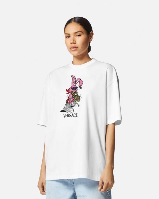 Versace ropa mujer camiseta del conejo del festival de primavera 6BPV148 blanco