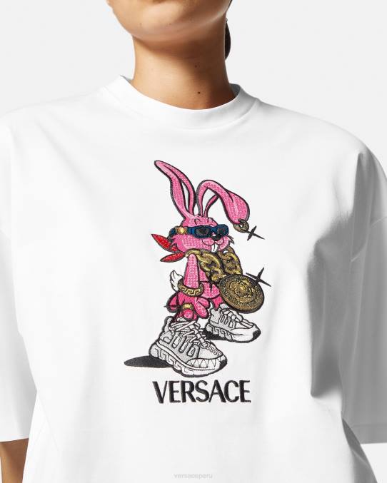 Versace ropa mujer camiseta del conejo del festival de primavera 6BPV148 blanco