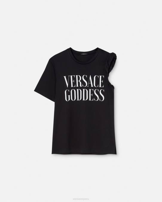 Versace ropa mujer camiseta enrollada diosa 6BPV155 negro