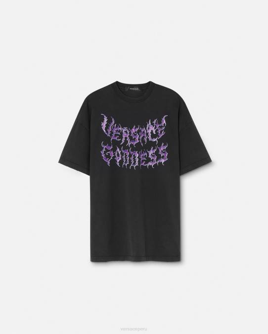 Versace ropa mujer camiseta extragrande de diosa 6BPV150 negro