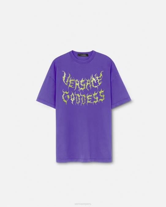 Versace ropa mujer camiseta extragrande de diosa 6BPV151 Violeta
