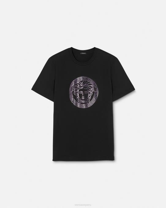 Versace ropa mujer camiseta medusa 6BPV127 negro y rosa
