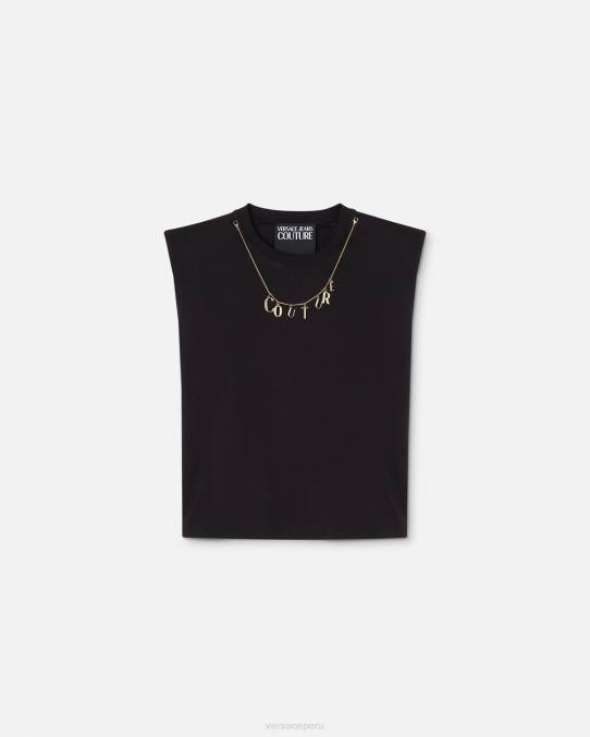 Versace ropa mujer camiseta sin mangas con dijes 6BPV2199 negro