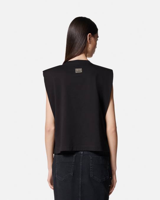 Versace ropa mujer camiseta sin mangas con dijes 6BPV2199 negro