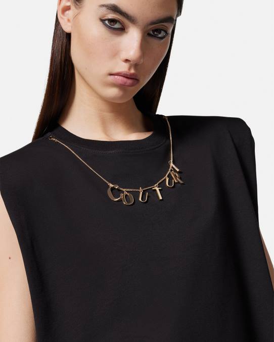 Versace ropa mujer camiseta sin mangas con dijes 6BPV2199 negro