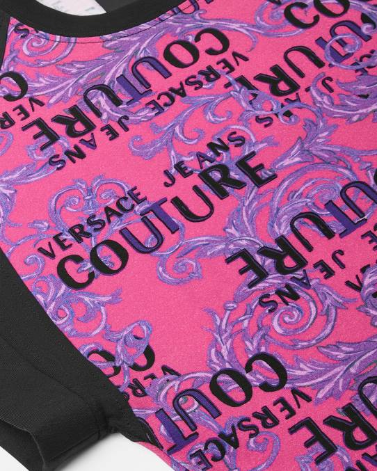 Versace ropa mujer camiseta tipo body de alta costura con logo 6BPV2209 fucsia