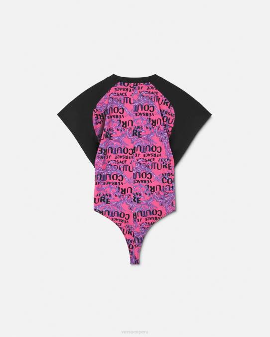 Versace ropa mujer camiseta tipo body de alta costura con logo 6BPV2209 fucsia