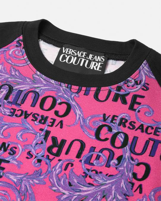 Versace ropa mujer camiseta tipo body de alta costura con logo 6BPV2209 fucsia