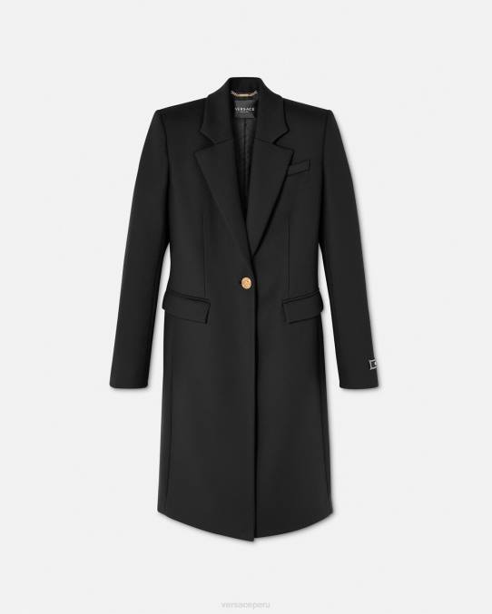 Versace ropa mujer abrigo largo de lana con medusa 6BPV91 negro