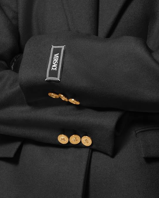 Versace ropa mujer abrigo largo de lana con medusa 6BPV91 negro