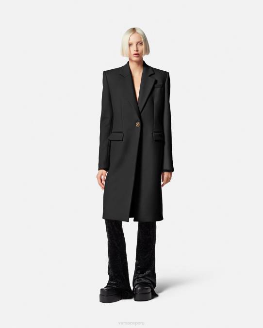 Versace ropa mujer abrigo largo de lana con medusa 6BPV91 negro