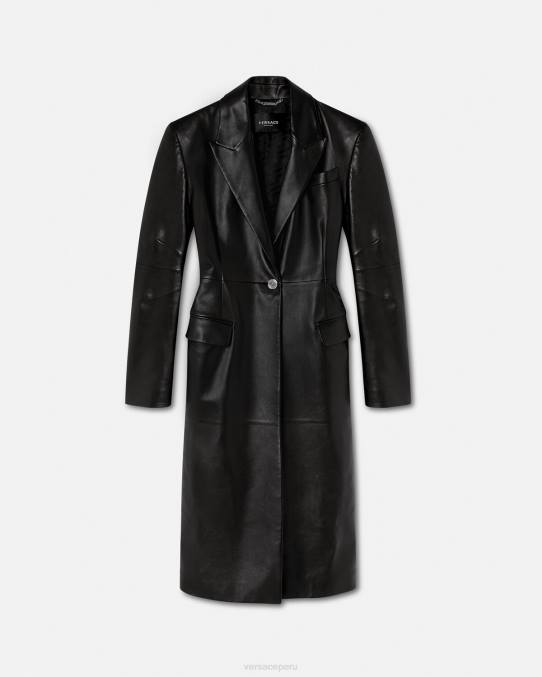 Versace ropa mujer abrigo largo de piel con medusa 6BPV92 negro