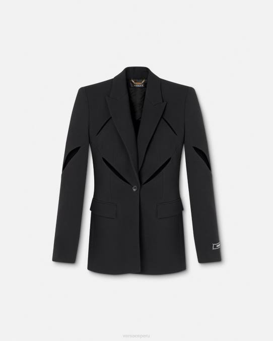 Versace ropa mujer blazer con cortes y botones 6BPV111 negro