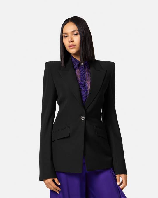 Versace ropa mujer blazer con medusa y botonadura sencilla 6BPV110 negro