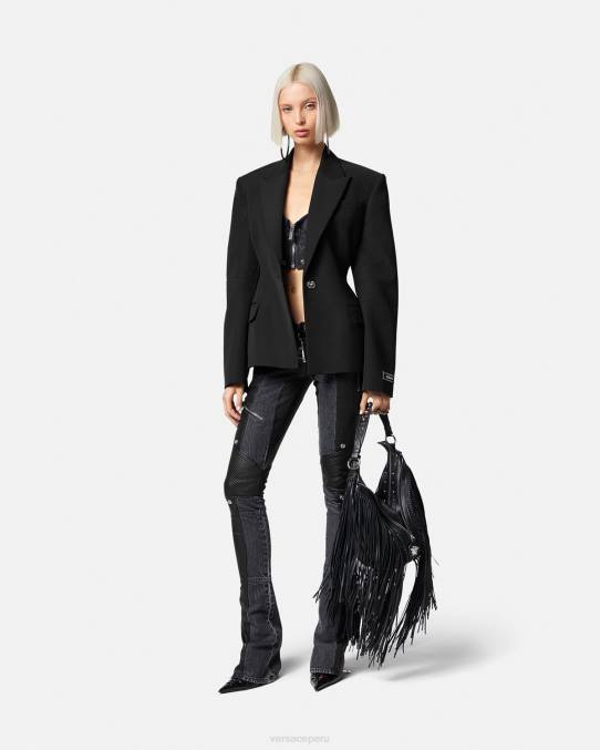 Versace ropa mujer blazer con medusa y botonadura sencilla 6BPV116 negro