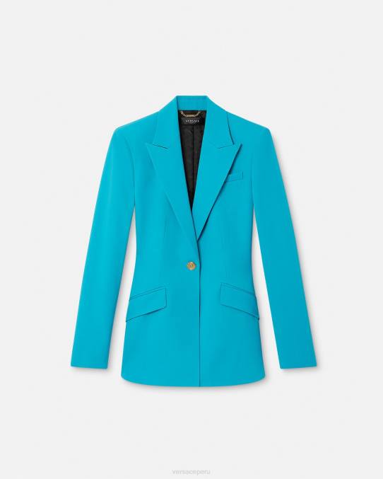 Versace ropa mujer blazer con medusa y botonadura sencilla 6BPV117 azul claro