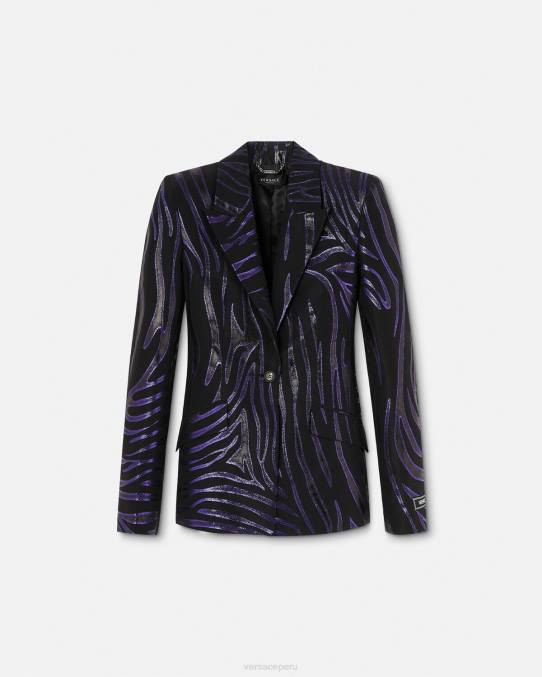 Versace ropa mujer blazer de cebra con botonadura sencilla 6BPV114 estampado y violeta