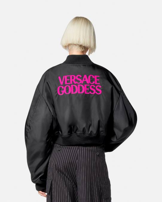 Versace ropa mujer chaqueta bomber corta diosa 6BPV103 negro