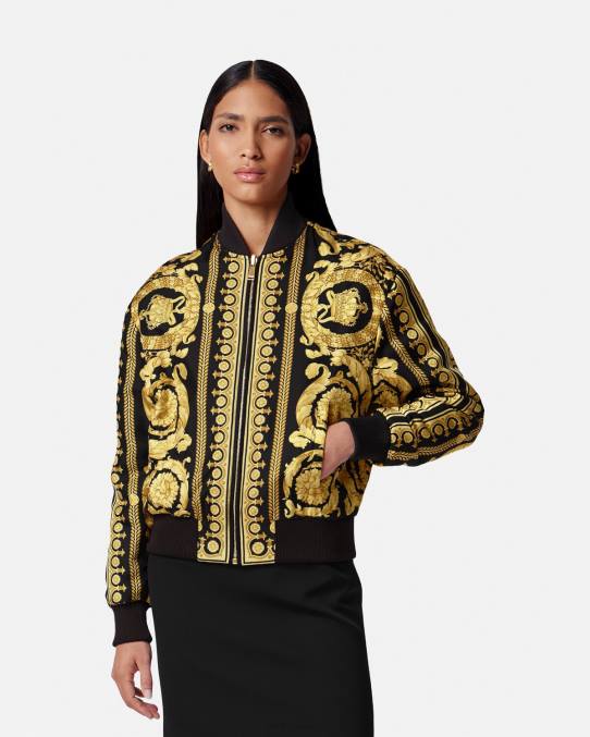 Versace ropa mujer chaqueta bomber reversible con diseño barroco 6BPV88 imprimir