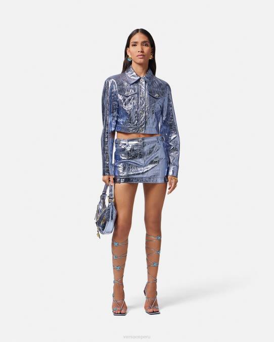 Versace ropa mujer chaqueta de cuero metalizada con medusa 6BPV80 metálico