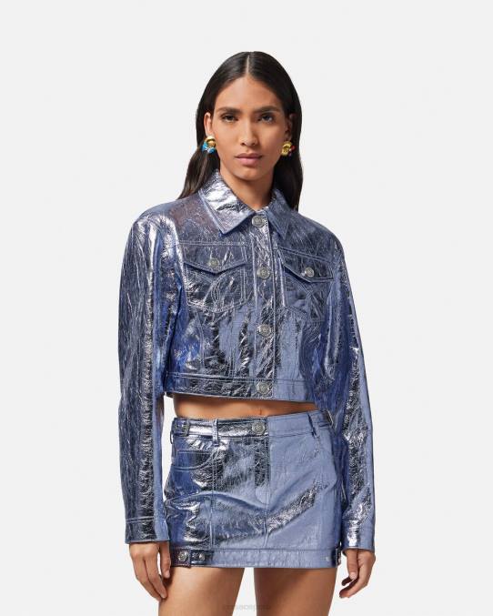 Versace ropa mujer chaqueta de cuero metalizada con medusa 6BPV80 metálico