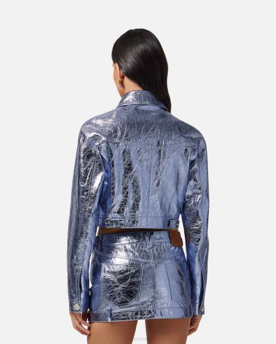 Versace ropa mujer chaqueta de cuero metalizada con medusa 6BPV80 metálico