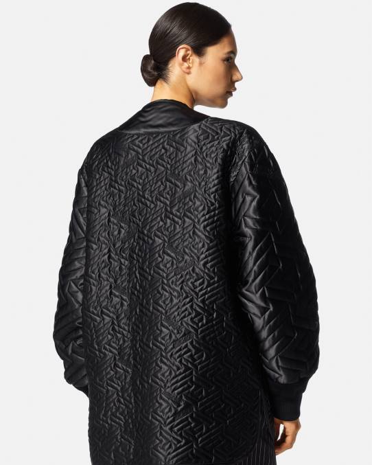 Versace ropa mujer chaqueta reversible con orquídeas medusa 6BPV99 negro y estampado