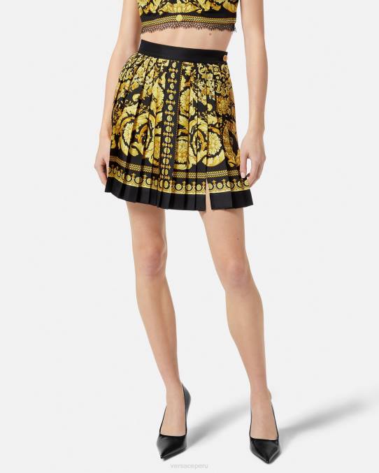 Versace ropa mujer falda barroca de seda plisada 6BPV170 imprimir