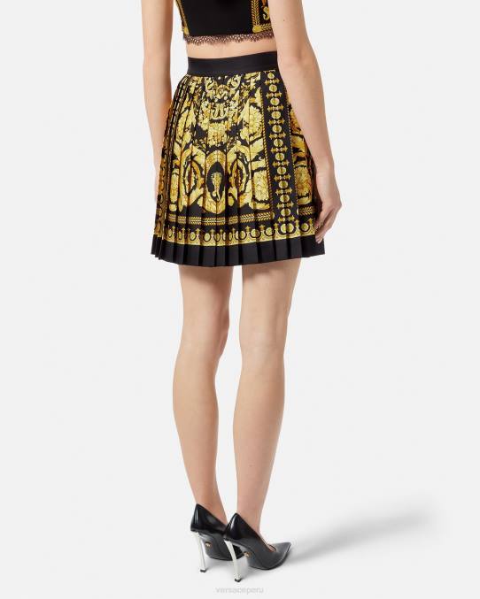 Versace ropa mujer falda barroca de seda plisada 6BPV170 imprimir