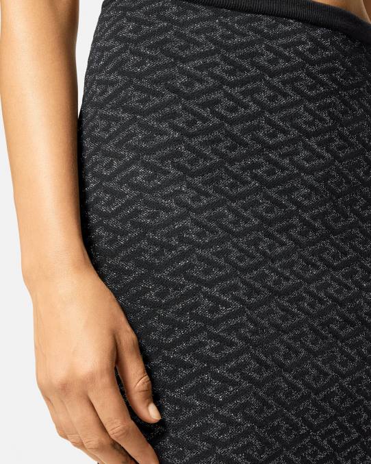 Versace ropa mujer falda de punto con medusa en jacquard la greca 6BPV179 negro