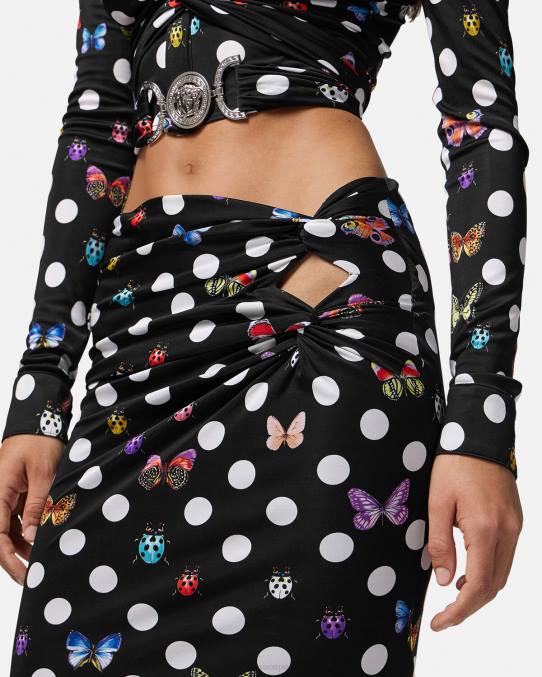 Versace ropa mujer falda midi con nudo de mariposas 6BPV158 imprimir