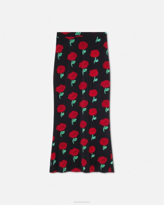 Versace ropa mujer falda midi rosas 6BPV2180 negro