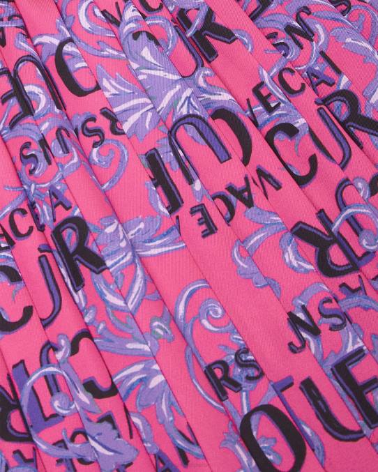 Versace ropa mujer falda plisada de alta costura con logo 6BPV2249 fucsia