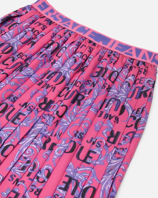 Versace ropa mujer falda plisada de alta costura con logo 6BPV2249 fucsia